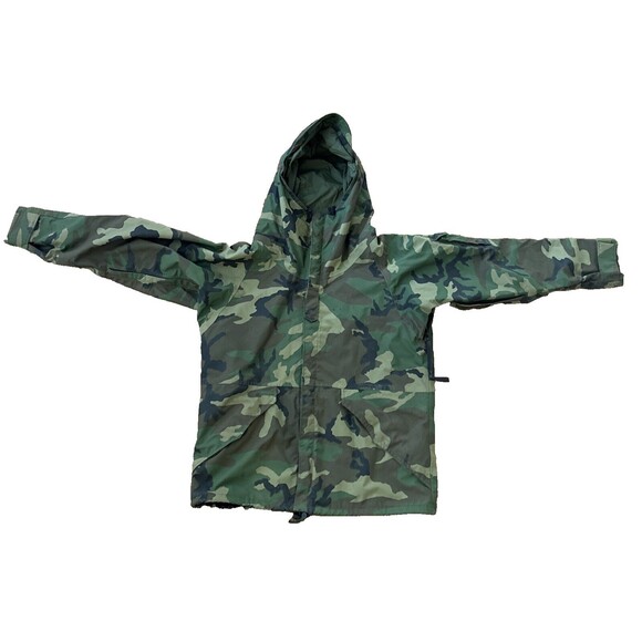 Military Camouflage Extended Cold Weather Parka Men’s Medium Vintage Raven Coat - Picture 2 of 12